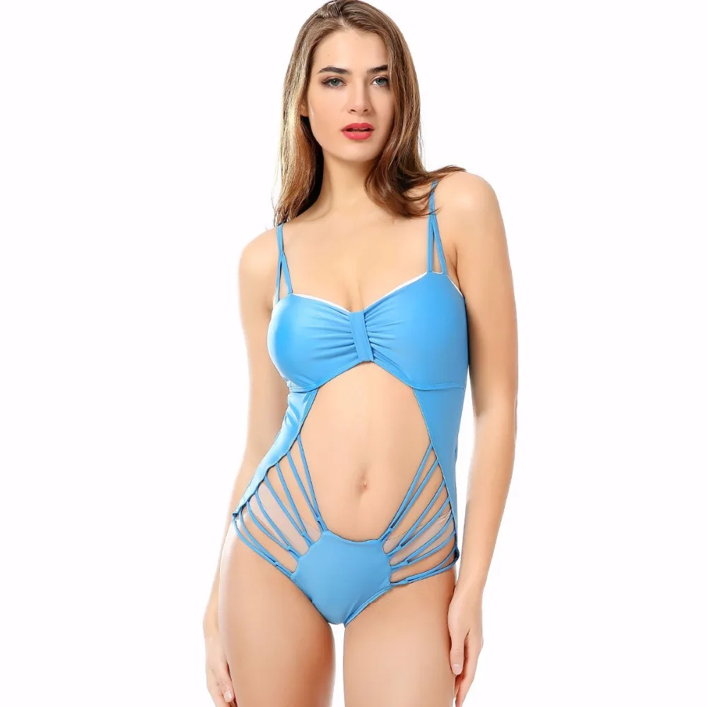 

New Siamese Bikini Bandage Sexy Hollow Swimsuits Women Summer 2018 Sexy Halter Triangle Swimsuit Red Swimsuit Ms. Monokii M/L/XL