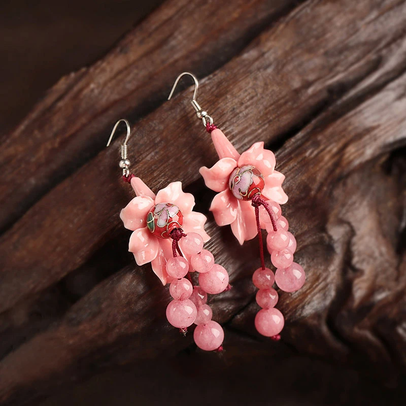 

Jewelry alloy Handmade Accessories Earrings round High Quality Jewelry 925 Earring For Women Flower Vintage Wedding