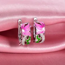 RainMarch, эмаль, цветок лотоса, серебряные серьги для женщин, для помолвки, 925 пробы, серебряные серьги, ручной работы, эмаль, вечерние ювелирные изделия