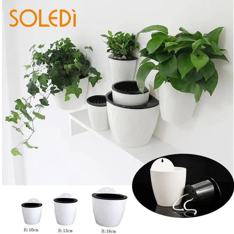 Self Watering Plant Flower Pot Wall Hanging Plastic Planter Basket Home Garden