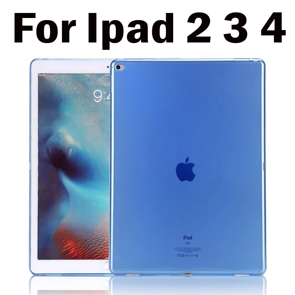 Для Apple iPad 2/3/4 прозрачный чехол Мягкий силиконовый чехол задняя крышка из ТПУ защитный чехол для планшета в виде ракушки для iPad Mini 1 2 3 - Цвет: Blue for Ipad 2 3 4