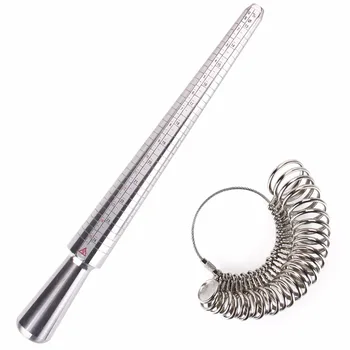 

1set Ring Sizer Finger Sizing jewelers Measuring Stick Metal Finger Ring Gauge Set Mandrel US Size Jewelry Tool Equipmen #242373