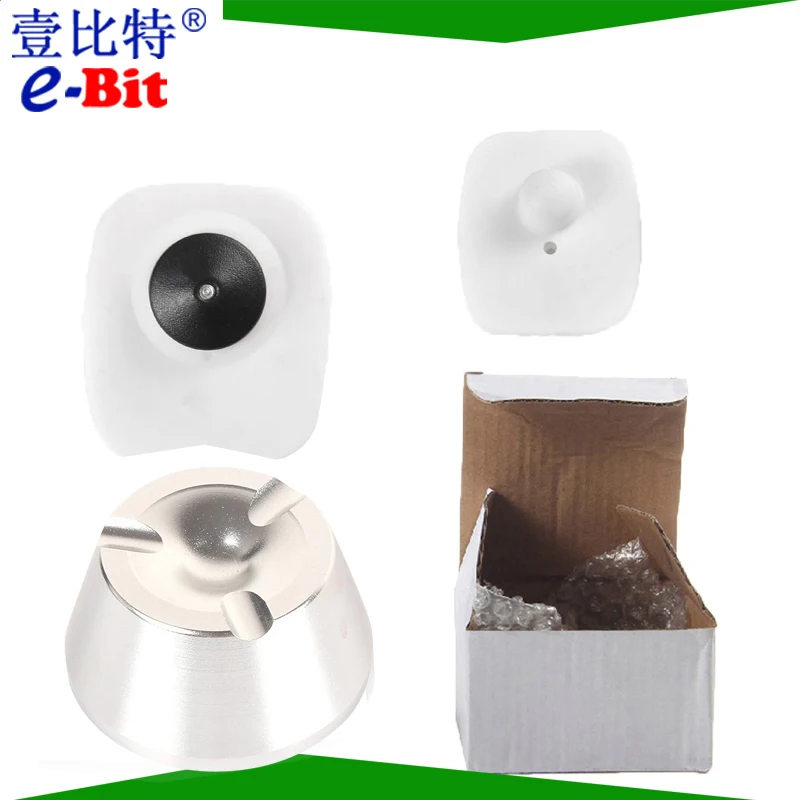 

EAS Double trip 13000GS magnetic detacher buckle nail taking device security accessories+1000pcs RF white mini square hard tags