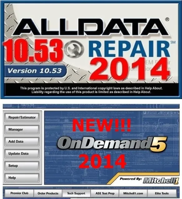 Автомобиль ремонт программного обеспечения alldata v10.53 Все данные+ Митчелл OnDemand5 2 в одном 750 Г Hdd