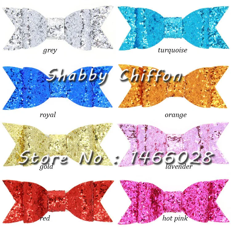 

ePacket 100 pcs/lot , 10 * 4cm glitter sequin hair sequin bow , headband sequin bow Hair Accessories 12 colors