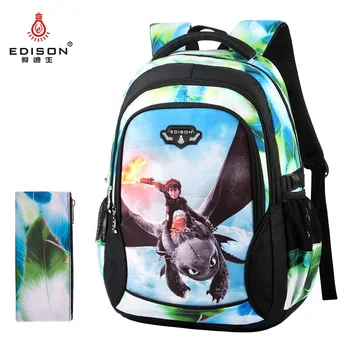 

Edison School Bag Super Light Weight Loss Children's Backpack Wear-resistant Dirt Shoulder Bag Taming Master School Backpack