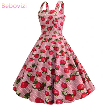 

Bebovizi 2019 New Women Casual Summer Dresses Sexy Elegant Vintage Spaghetti Strap Pink Dress Plus Size Dots Print Vestidos