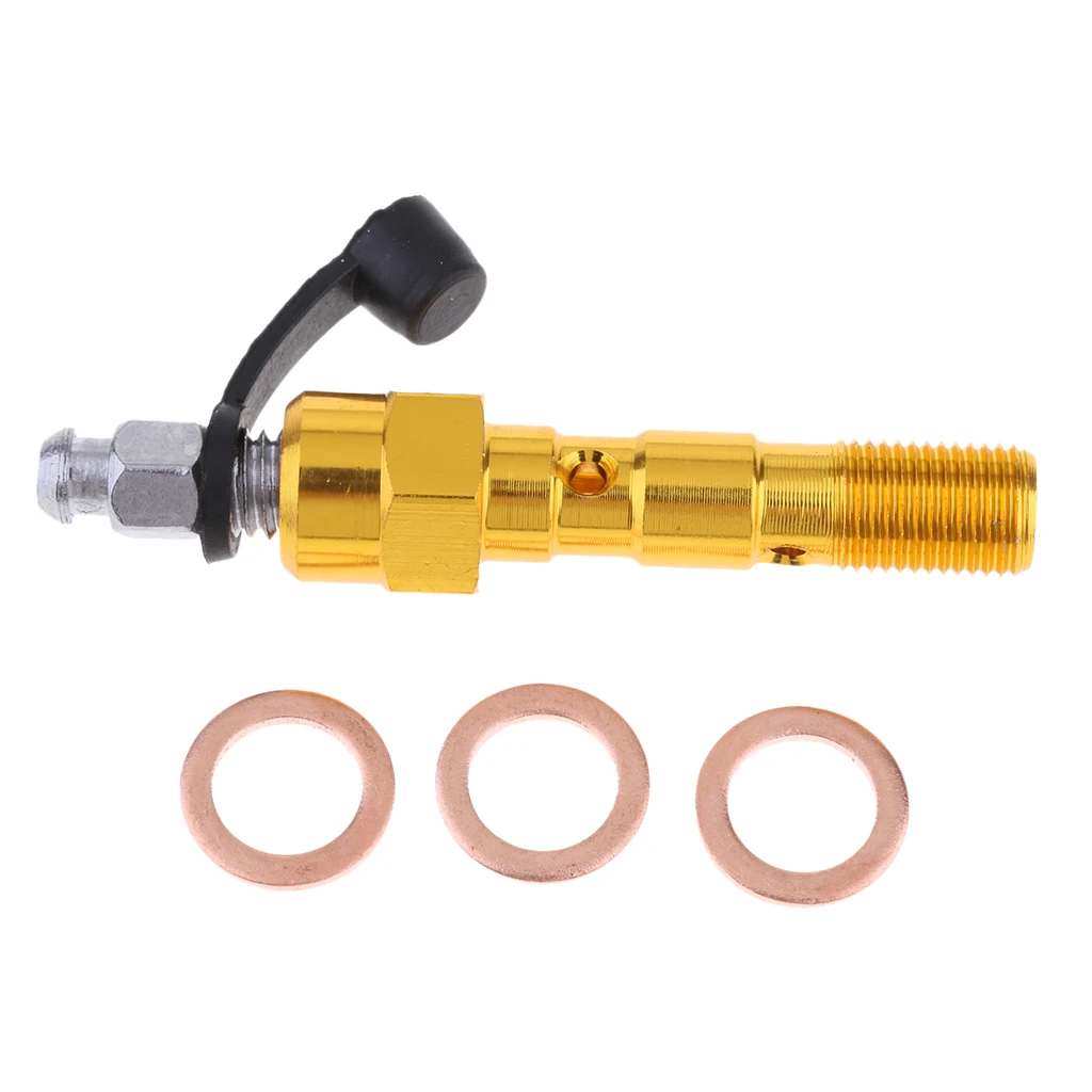 Universal M10 Double Banjo Bolt Thread Bleeder Nipple Washers 1.0mm Gold
