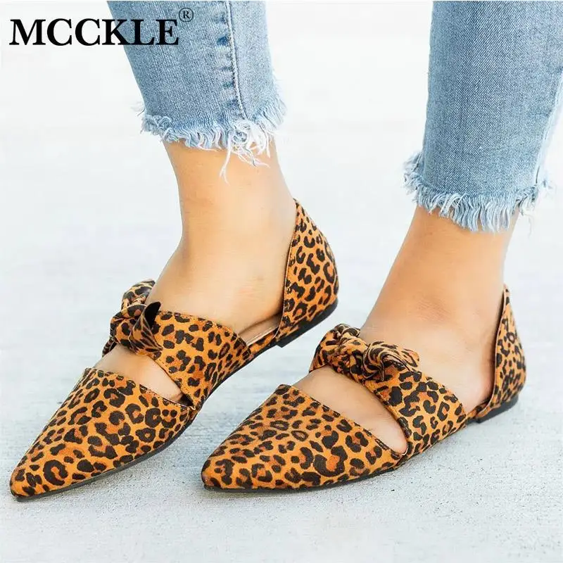 

MCCKLE Women Flat Leopard Loafer Shoes Pointed Toe Flat Female Comfortable Slip On Soft Sole Shoes Spring Casual Ladies Footwear
