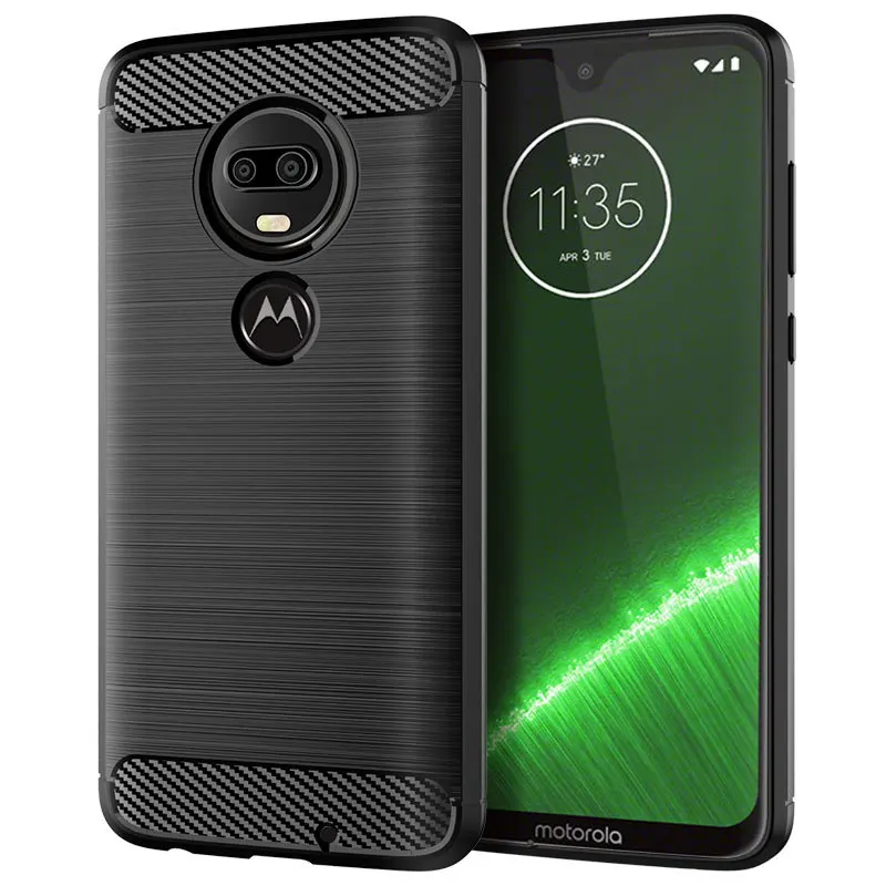 

for motorola moto g7 plus case silicone carbon fiber cell phone anti knock solid color cases