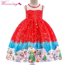 Платье для девочек; рождественское детское платье принцессы со снеговиком; праздничная одежда для детей; вечерние платья с Санта-Клаусом