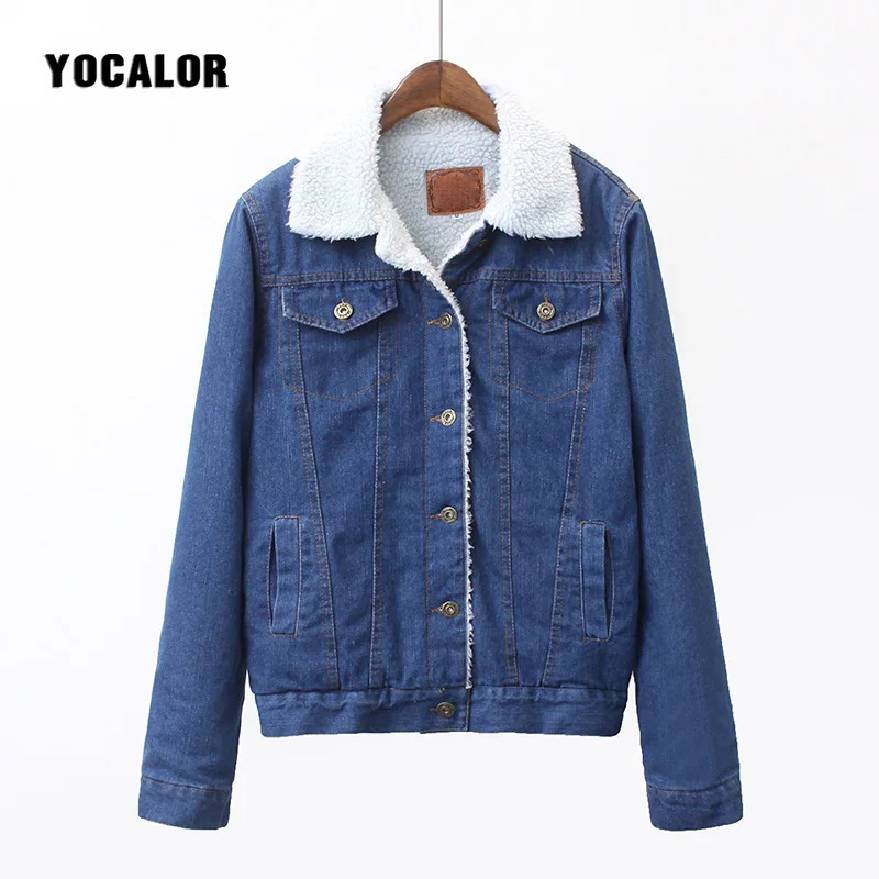 Coréen Jeans Femme Bf D'agneau Augmenter Femelle Denim Hiver Cowboy Blue Cottonwomen Fourrure De Manteau Faux Automne Épais Survêtement Veste Lâche qBnwPq17