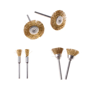 

2Pcs/lot Soft Metal Gold Copper Brass 3 Styles Brass Wire Brush Bit For Electric Rotary Tools