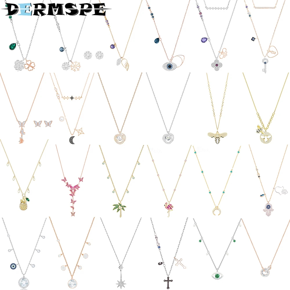 

DERMSPE DUO Snowflake Pendant Angel Wings Crystal Necklace Clavicle chain Woman Jewelry 5429734 5396882 5396881