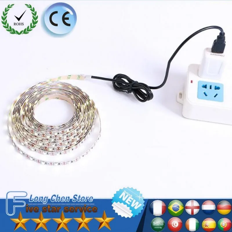 USB Светодиодная лента 5В не водонепроницаемый светильник SMD2835 50 см 1 м 2 3 4 5 RGB