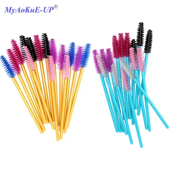 

500 Pcs/lot Disposable One-off 5 Mix Colors Nylon Mascara Wands Eyelash Extension Applicator Spoolers Makeup Brushes