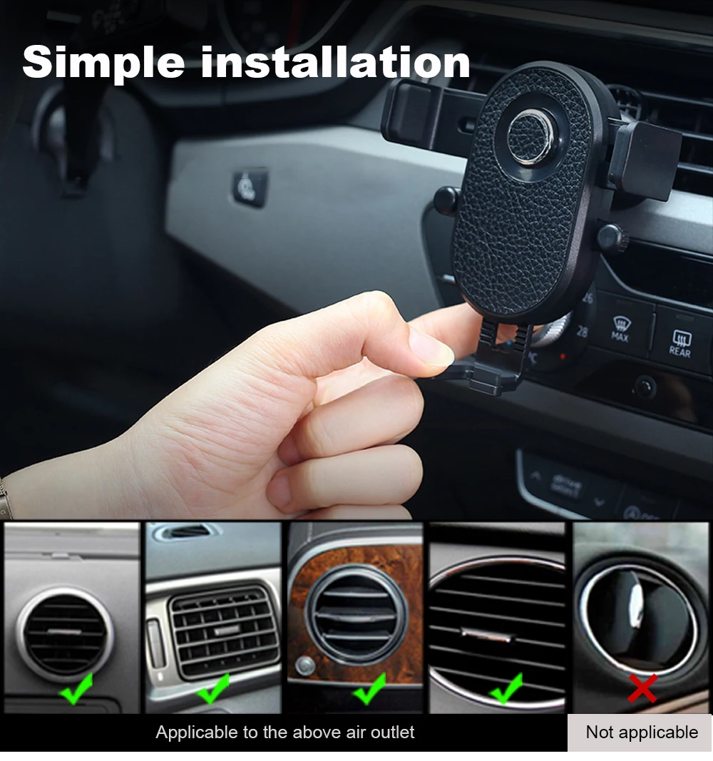 Ascromy Air Vent Phone Holder Car Mount Cradle for IPhone 7 Plus 8 X Samsung Xiaomi Pocophone F1 Mi8 Support Smartphone Voiture (4)