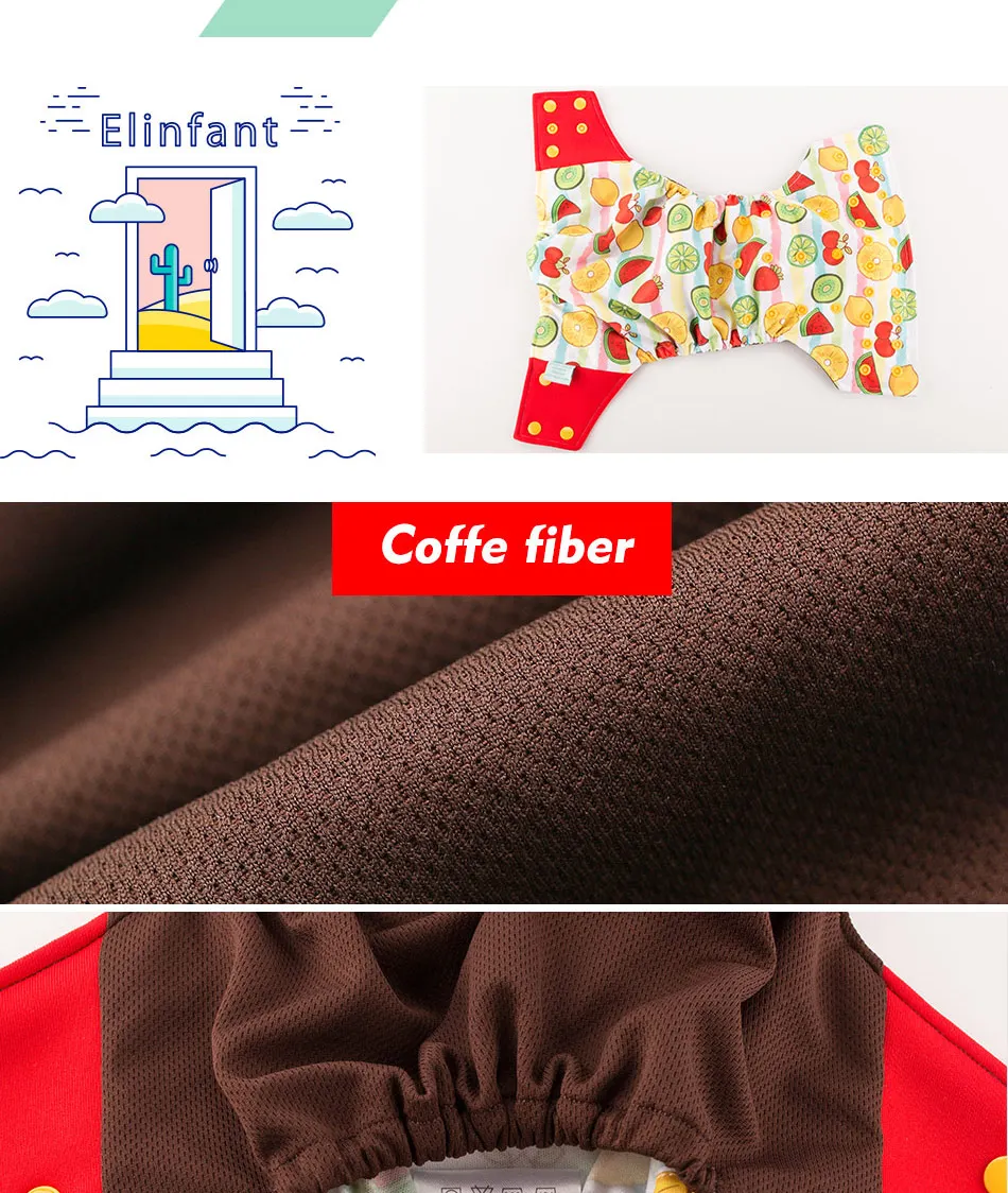 Elinfant, 1 шт., моющиеся детские подгузники, подгузники + 1 шт., с карманами, водонепроницаемые подгузники с рисунком совы для малышей
