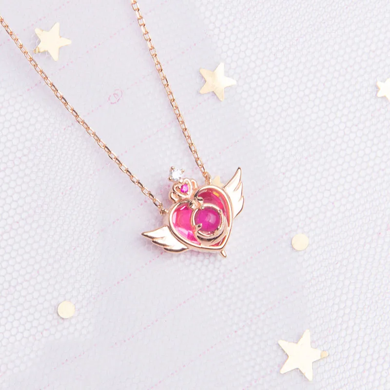 Новое серебряное ожерелье с подвесками Sailor Moon The Crisis Moon Compact 925 пробы модный подарок на день рождения Аниме косплей подвески на цепочку