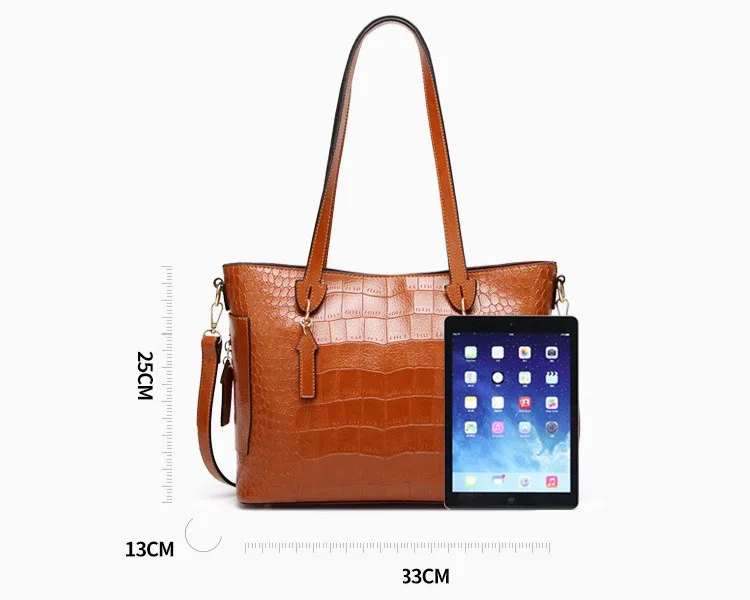 MJ Women Shoulder Bag Female Large PU Leather Women Handbag Crocodile Patterned Leather Tote Big Crossbody Handbag Messenger Bag (2)