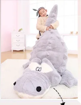 

huge 200cm cartoon gray crocodile plush toy skin case , without fillings soft throw pillow,Surprised gift w5174