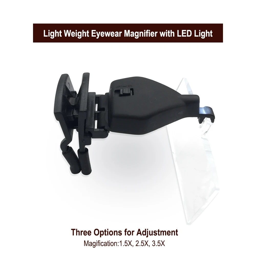 

Eyewear Magnifier for Watch Repairing Loupe Headband with LED Head Lamp Light Jeweler Reading Handfree Magnifying Glasses