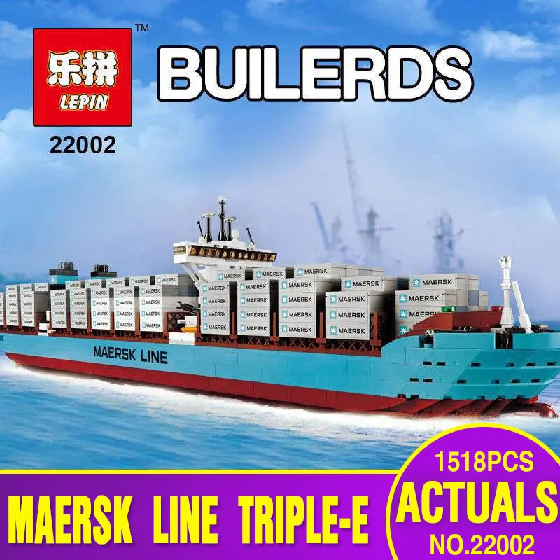 

Lepin 22002 1518Pcs Technic Series The Maersk Cargo Container Ship Set Educational Building Blocks Bricks Model Toys Gift 10241
