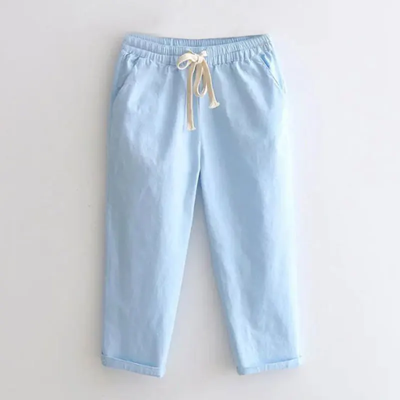 HEE GRAND Women's Candy Pants 2018 Soft Harem Mom Jeans Girls Trousers Mid Elastic Waist Calf Length Stretch Loose Pant WKD572