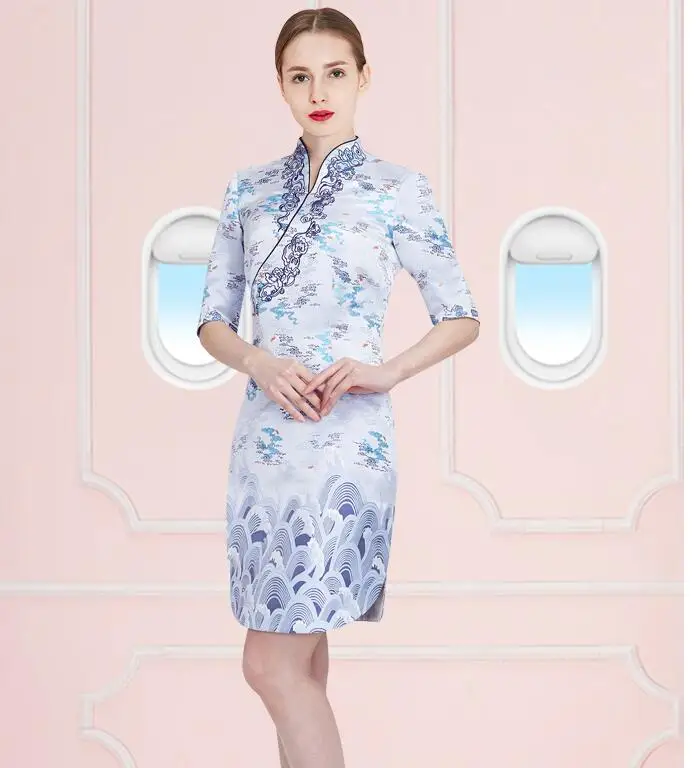 Flight attendant uniform High quality Cheongsam Dress summer |