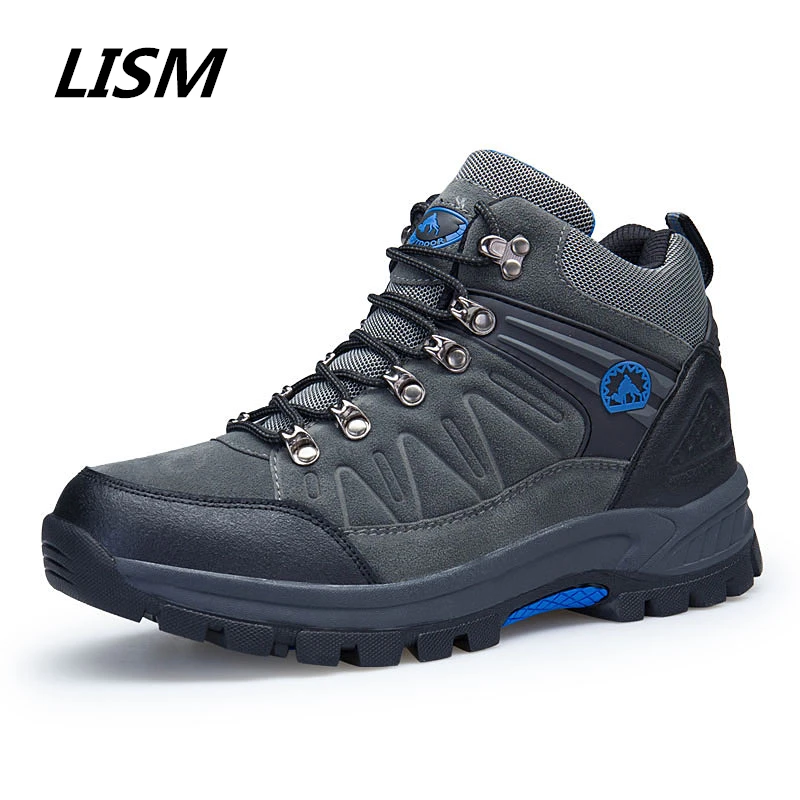 

LISM Men Hiking Shoes Waterproof Leather Shoes Climbing & Fishing Shoes New Popular Outdoor Shoes Men High Top Winter Boots CS