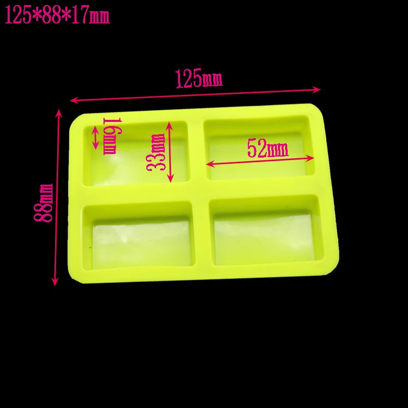 Прямоугольная форма для шоколада ручной работы с 4 отверстиями силиконовая