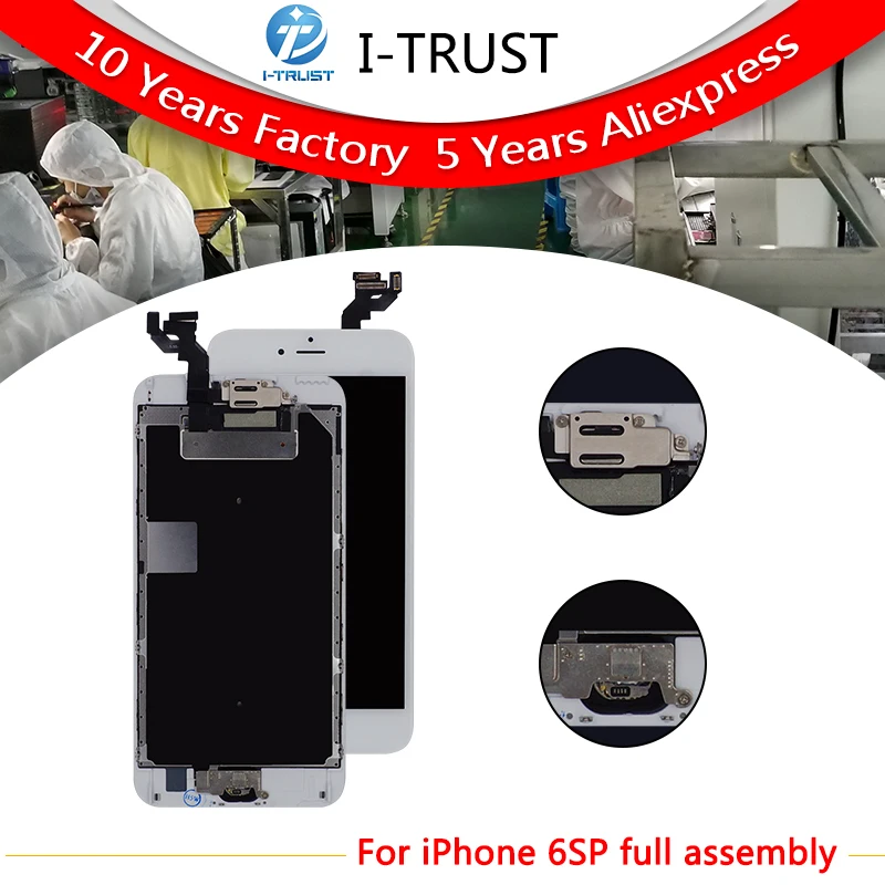 

10 pcs Glass Touch Screen Digitizer & LCD Assembly Replacement For iPhone 6s Plus & Homebutton & Front Camera Free DHL shipping