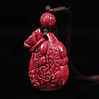 

Drop Shipping Natural Cinnabar Purse Brave Troops Pendant Necklace Amulet Jade Fortune Prosper Necklace For Woman Men