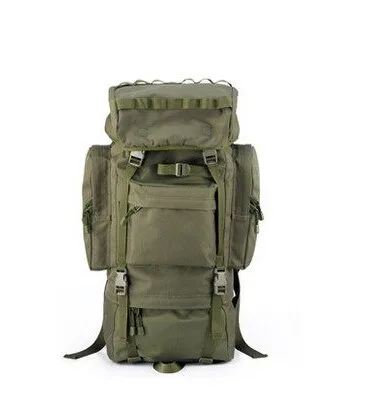 Grote capacteit 65L человек тактильные путешествия Back pack Buiten Кемпинг Wandelen Tas voor альпинист Regenhoes металлический каркас климмен - Цвет: Army Green