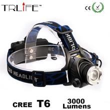 Camping Light CREE XML T6 LED 3000 Lumens Rechargeable Zoom led Headlights Hunting Light Headlamps Outdoor Light