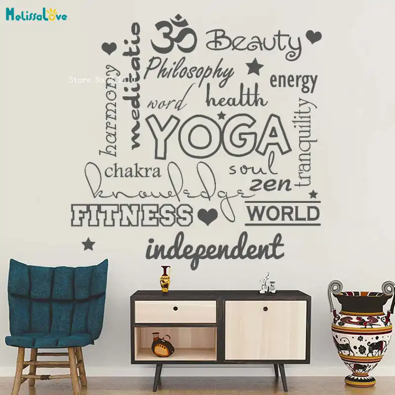 Adhesivos De Pared Con Frases Yoga Arte De Pared Om Salud Belleza Fitness Pegatina Yoga Studio Decoracion Del Hogar Vinilo Extraible Murales Yt1160 Aliexpress