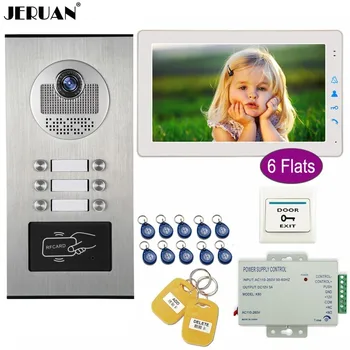 

JERUAN Wired 9 inch Video Doorbell Door Phone Intercom System Kit HD RFID Access Camera For 6 Households Apartment In Stock