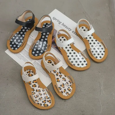 

2019 summer new simple joker net red belt sandals Girl's wave point transparent peep-toe soft-soled sandals Children's fashion