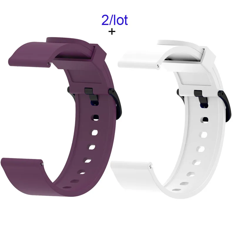 20 мм силиконовый браслет ремешок для Xiaomi Huami Amazfit GTS ремешок для часов Amazfit Bip браслет Amazfit GTR 42 мм ремешок для часов Ремешок - Цвет: Purple-white