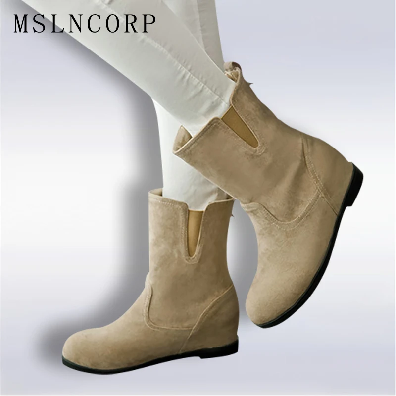 

Plue Size 34-47 New Winter Women Warm Snow Boots Female Ankle Boots Fashion Spring Autumn Height Increasing Casual Martin Boots