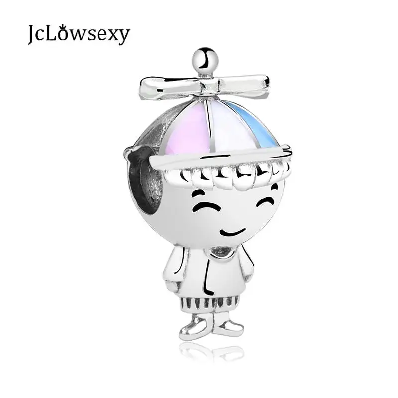 

New Authentic 100% 925 Sterling Silver Beads Charm Cute Little Boy Wearing A Hat Charm Fit Pandora Bracelets Diy Women Jewelry