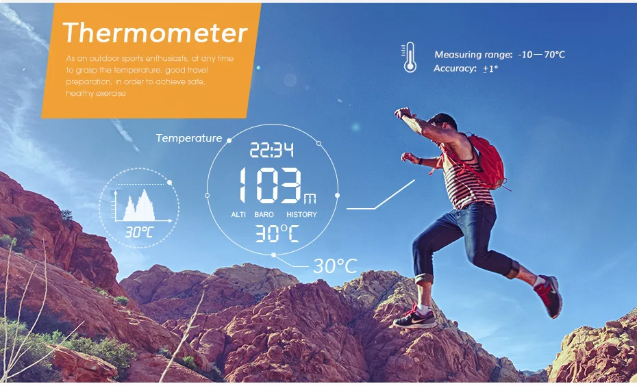 Homens e Mulheres de Esportes Esportes de Fitness Esportes ao ar de Fitness Pedômetro Eletrônico Relógio Bluetooth Superfície Livre Relógio Termômetro Barômetro Altímetro 8 High Quality Esporte e Lazer