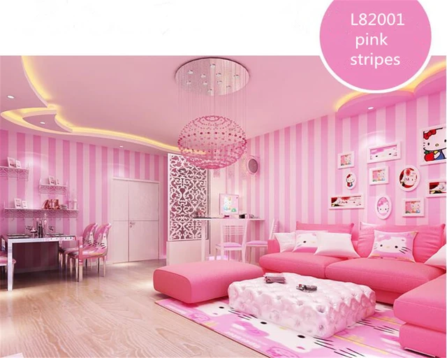 Beibehang Moderne eenvoudige Koreaanse gestreepte behang roze warm ... Beibehang Moderne eenvoudige Koreaanse gestreepte behang roze warm ...
