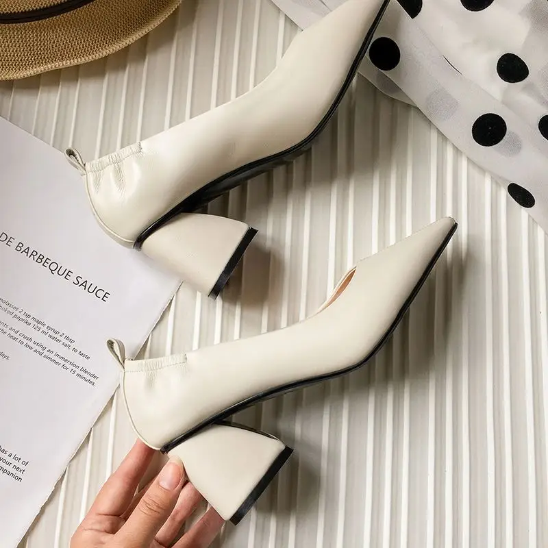 ALLBITEFO/Женская офисная обувь из натуральной кожи с острым носком на высоком каблуке Женская обувь высокого качества на высоком каблуке