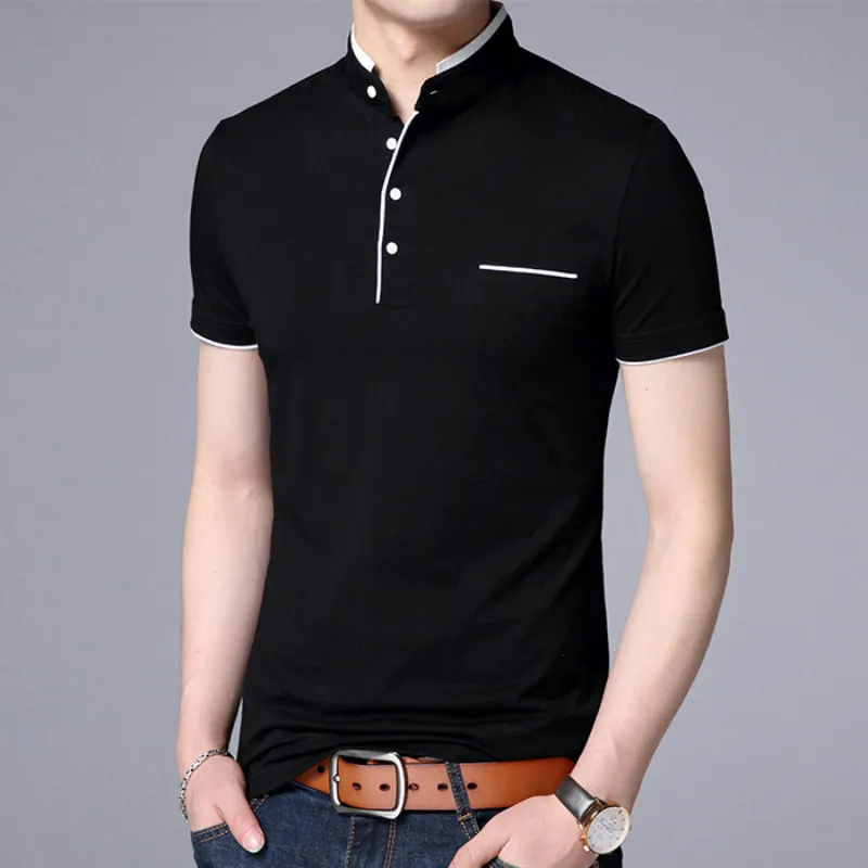 Бренды рубашек-поло мужская одежда летняя хлопковая рубашка с коротким рукавом мужской размера плюс 4XL поло с воротником-стойка рубашки мужская одежда s