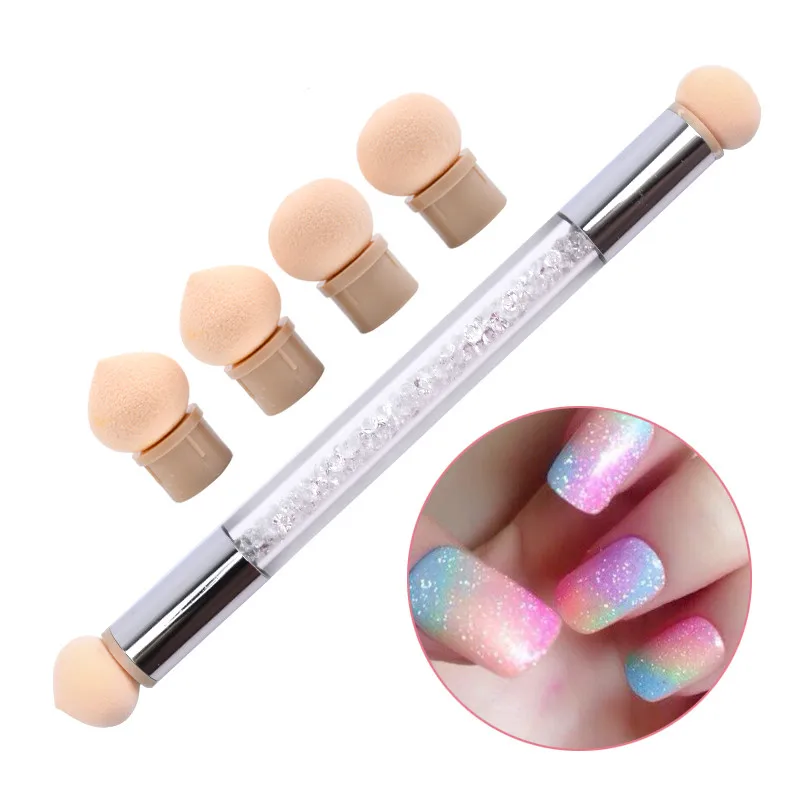 

Sponge Heads Brush Sharp Round Replaceable Powder Brush Shade Gradient Pen Nail Art Tool UV Gel Polish New Design for Manicure