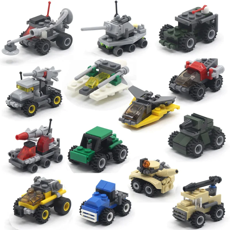 

14 Styles Blocks Fighter Car Truck Building Mini Educational Toys Figure War Compatible With Blocks For Kid Children Gift