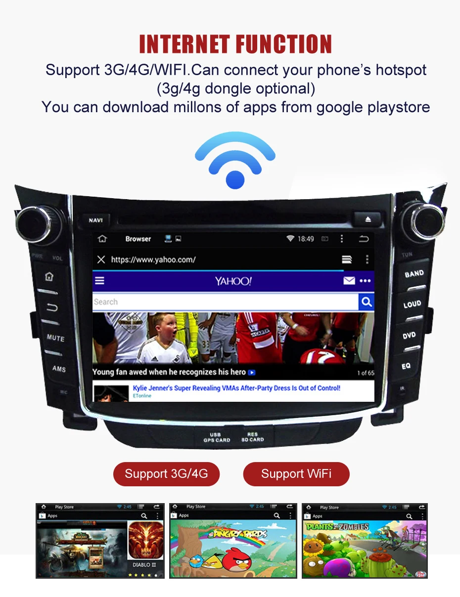 Sale 2 din Android 9.0 Octa Core For Hyundai I30 Car DVD GPS Navigation System With Radio Stereo Bluetooth Mirror Link KANOR 7