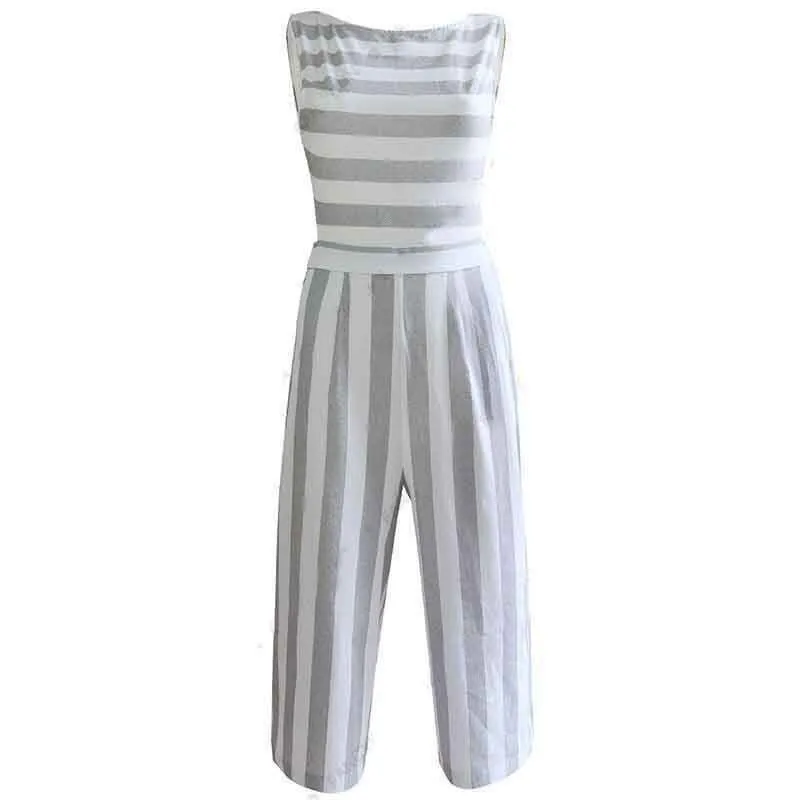 jumpsuit women Sleeveless Striped Jumpsuit Casual Clubwear Wide Leg Pants summer Outfit overalls combinaison femme