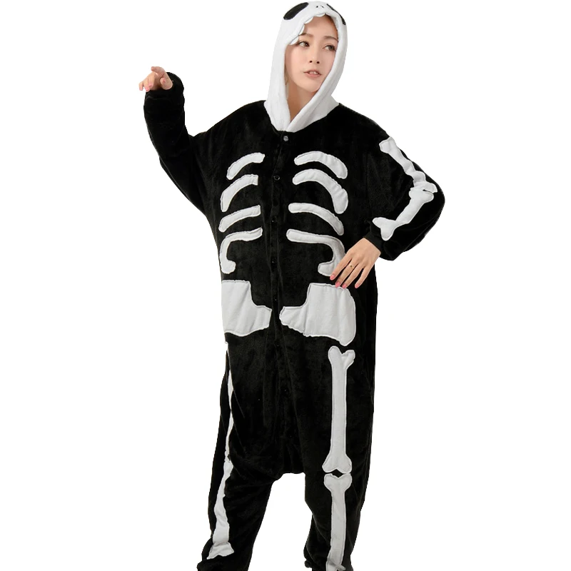 Winter Flannel Pajama Set Women Pajamas Skeleton Cosplay Costume Terror ...